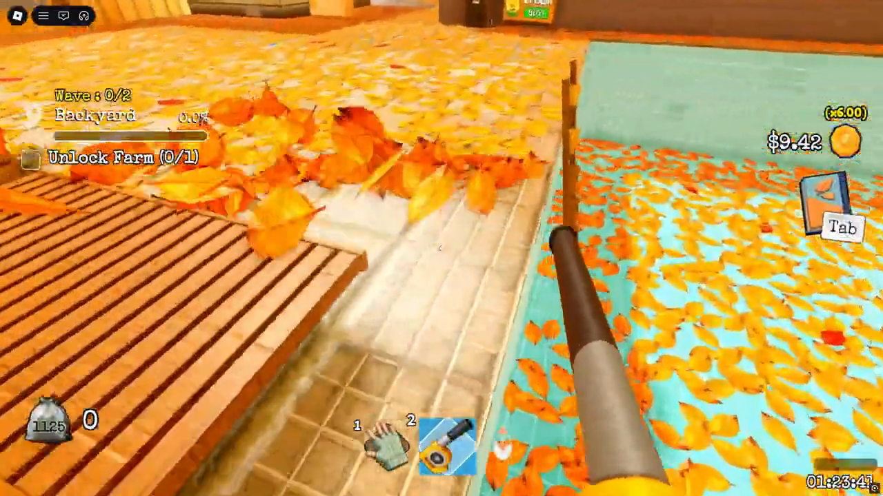Backyard zero percent HUD beside the pool deck and lounge chairs